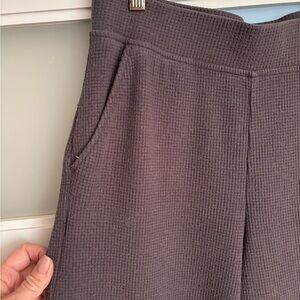 Zella Charcoal Waffle-Knit Wide Leg Pants